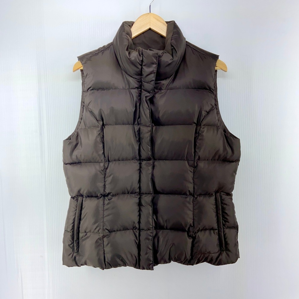 Eddie Bauer Brown Goose Down Filled Quilted Puffer Vest‎ Womens Large